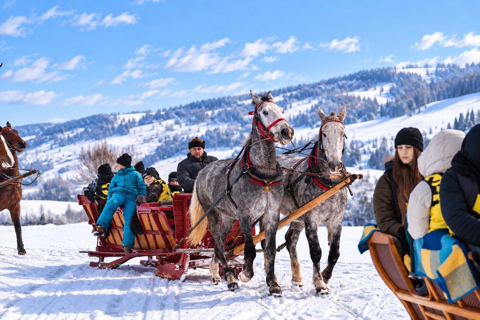 Zimowa parada konnych sań podczas Snow Camp