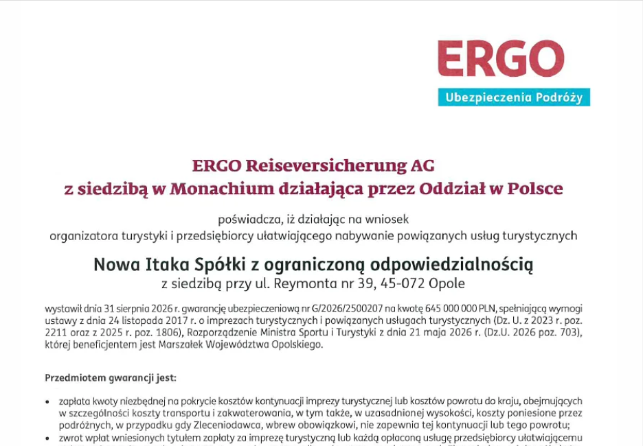Gwarancja Ubezpieczeniowa ITAKI na sezon 2026/2027