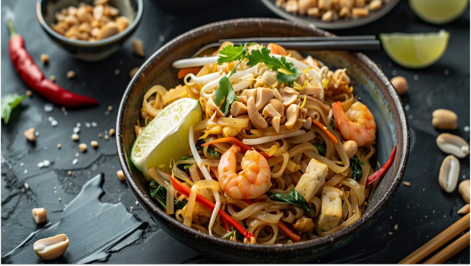 Pad thai - makaron ryżowy smażony z jajkiem i tofu