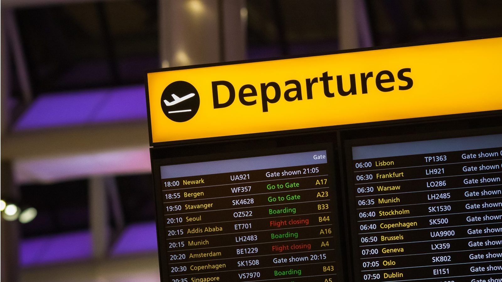 Tablica z rozkładem odlotów