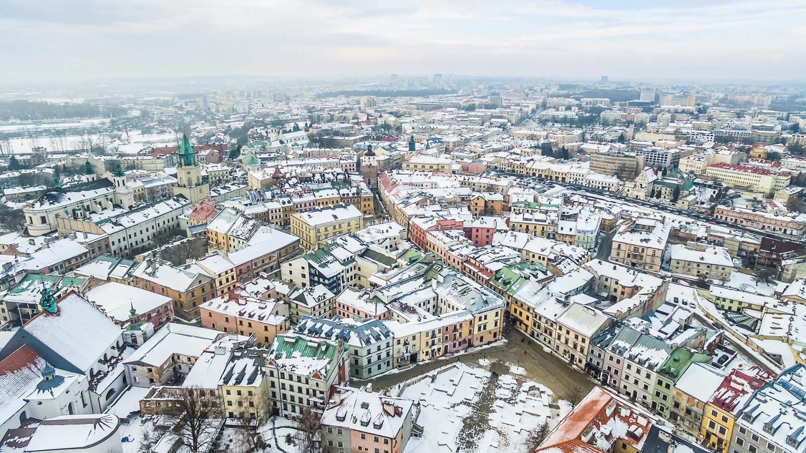 Panorama Lublina zimą