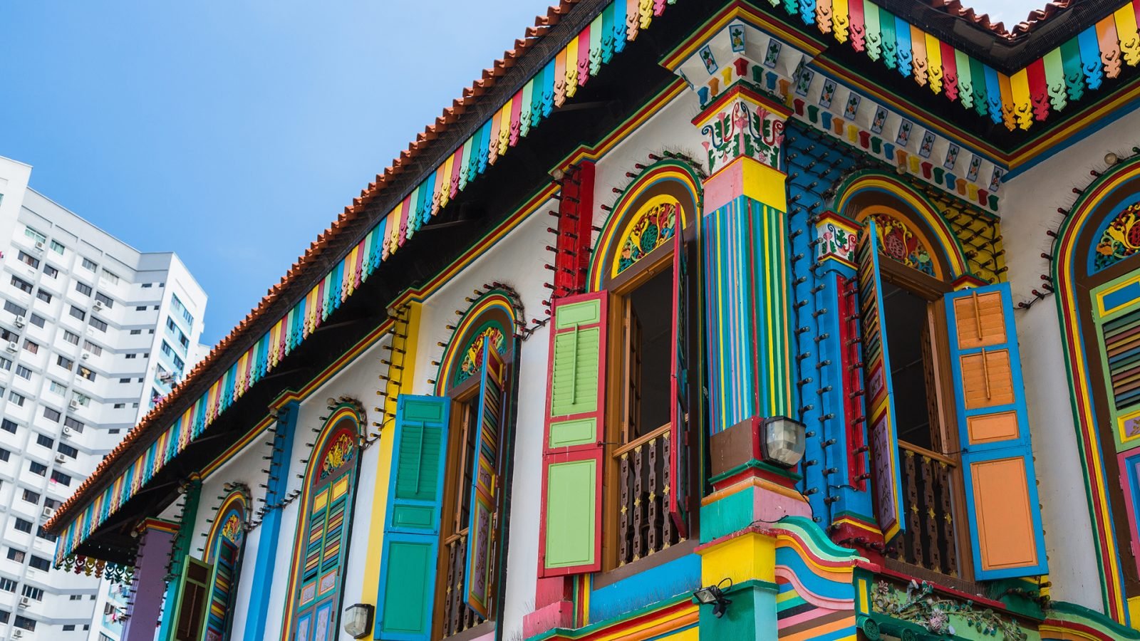 Kolorowe budynki w Little India w Singapurze