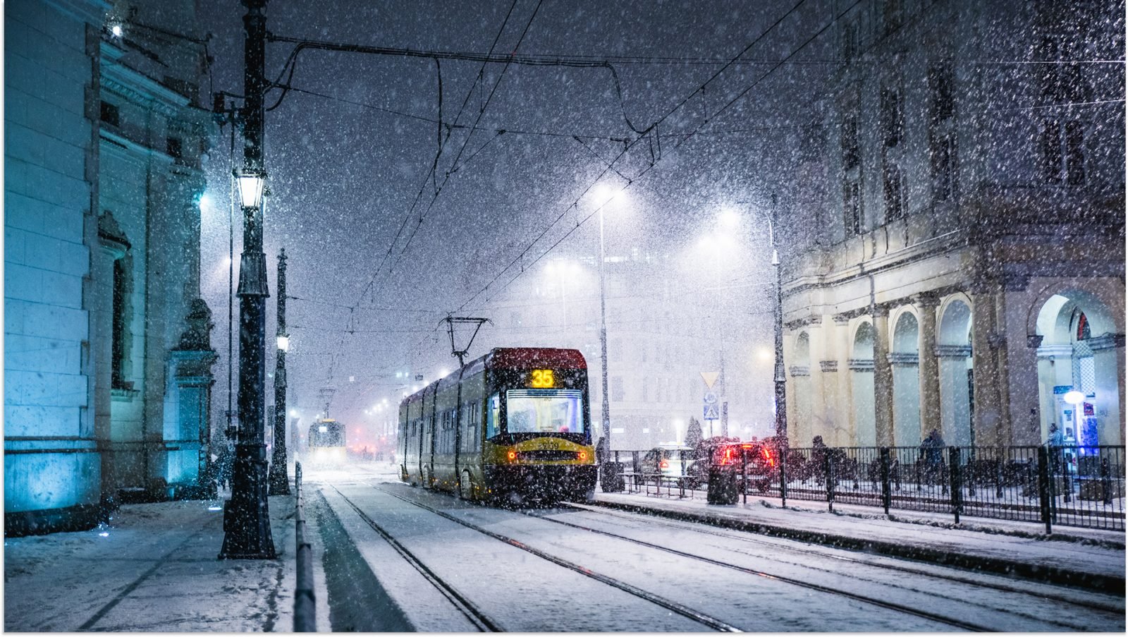 Warszawski tramwaj, ośnieżone miasto