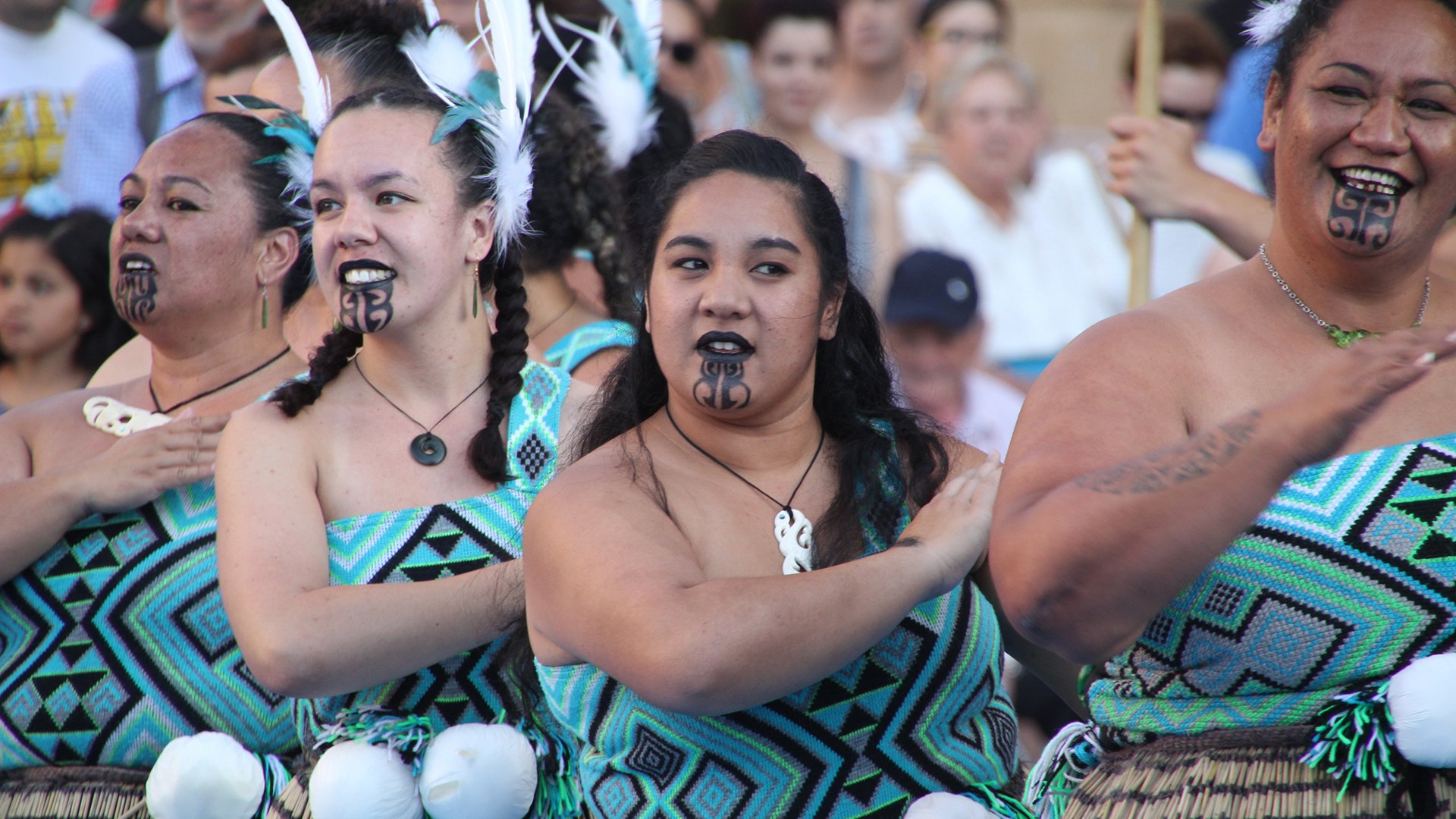 Maori folk dance in a street festival