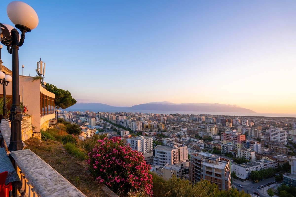 Vlora is clearly visible from the viewpoint
