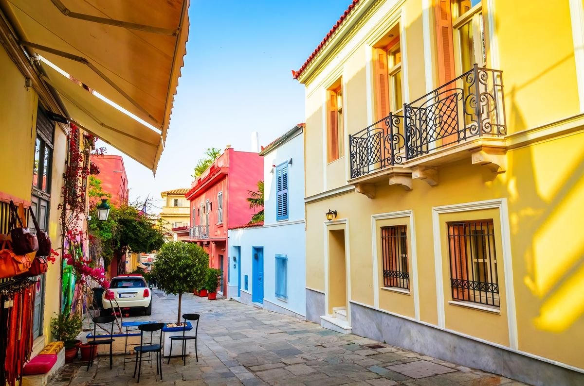 Colorful houses in Athens, Greece