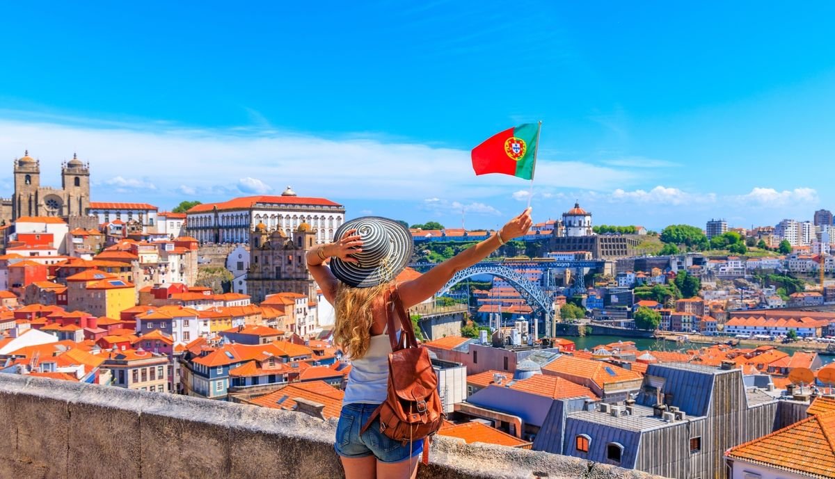 A tourist on a city break in Porto