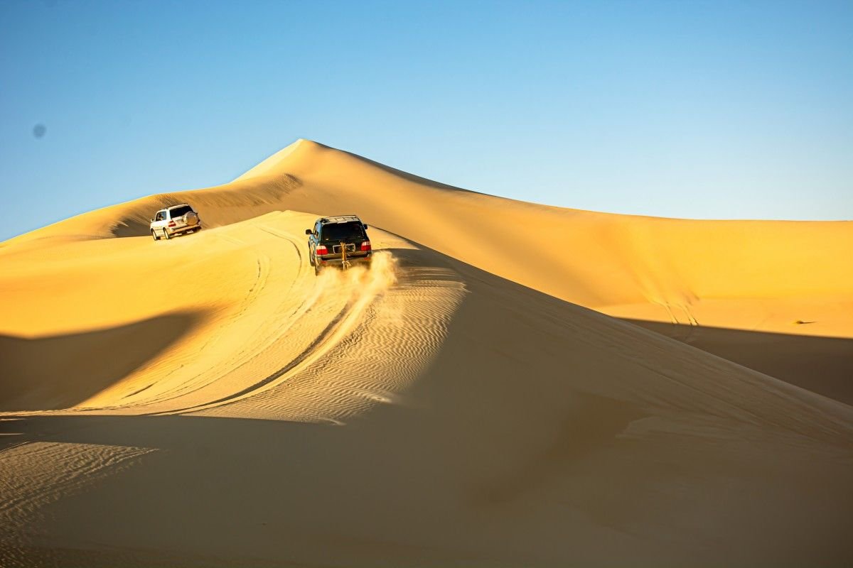 Jeeps in the Egyptian desert near Marsa Alam