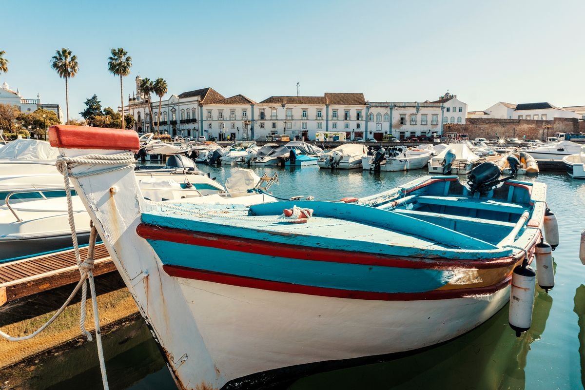 Boats in the port of Faro, Portugal