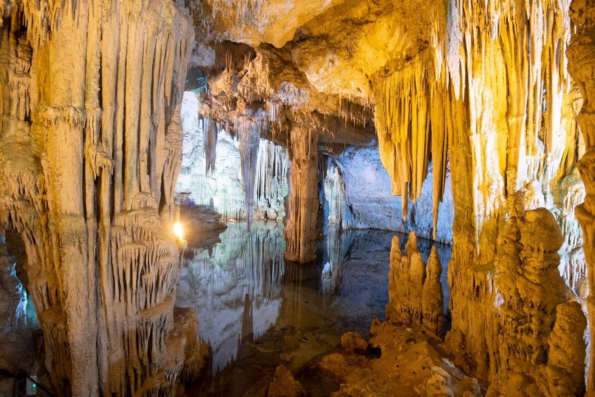 Neptune's Grotto in Sardinia in the middle