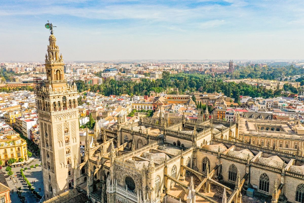 A view of the city skyline in Seville, Spain