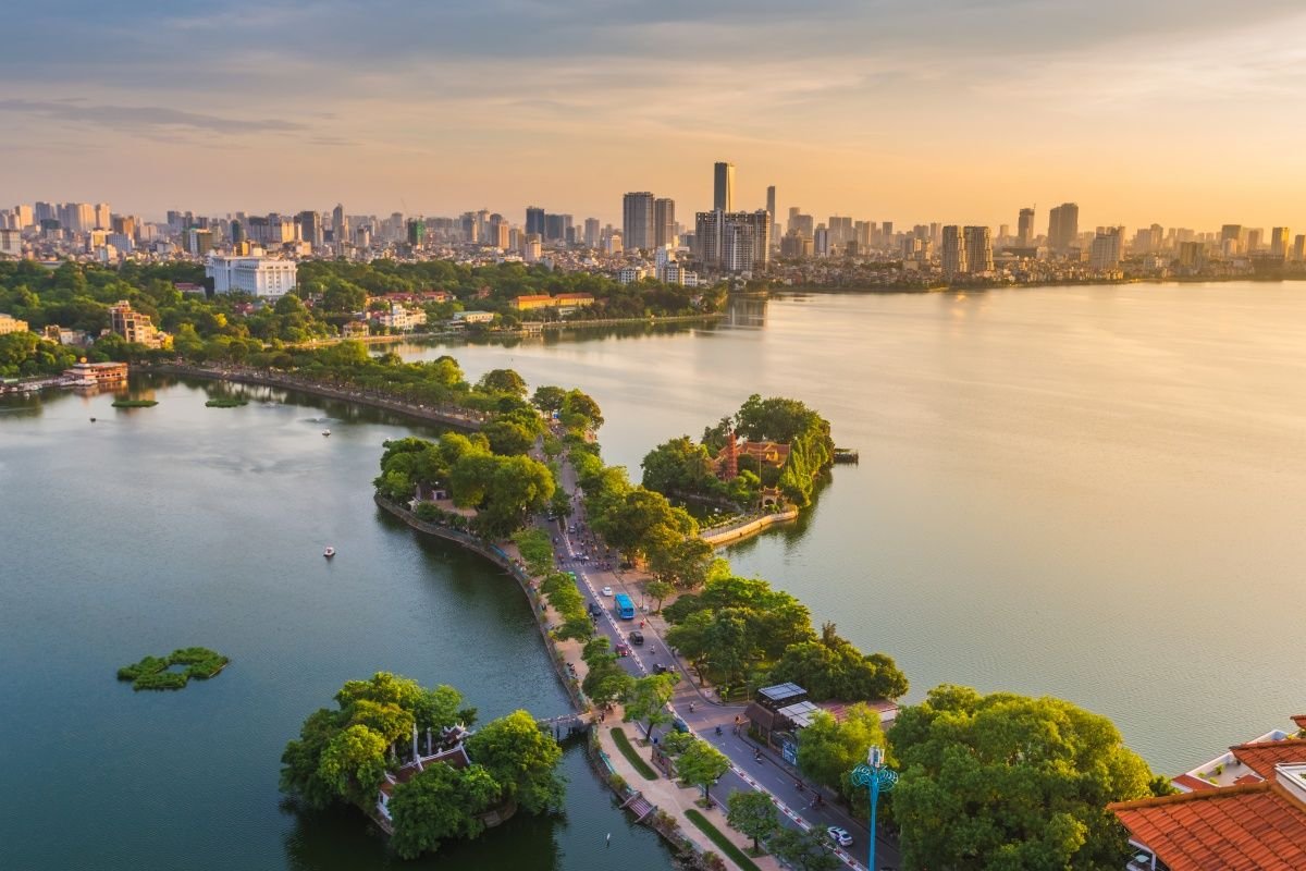 Panorama na Hanoi w Wietnamie