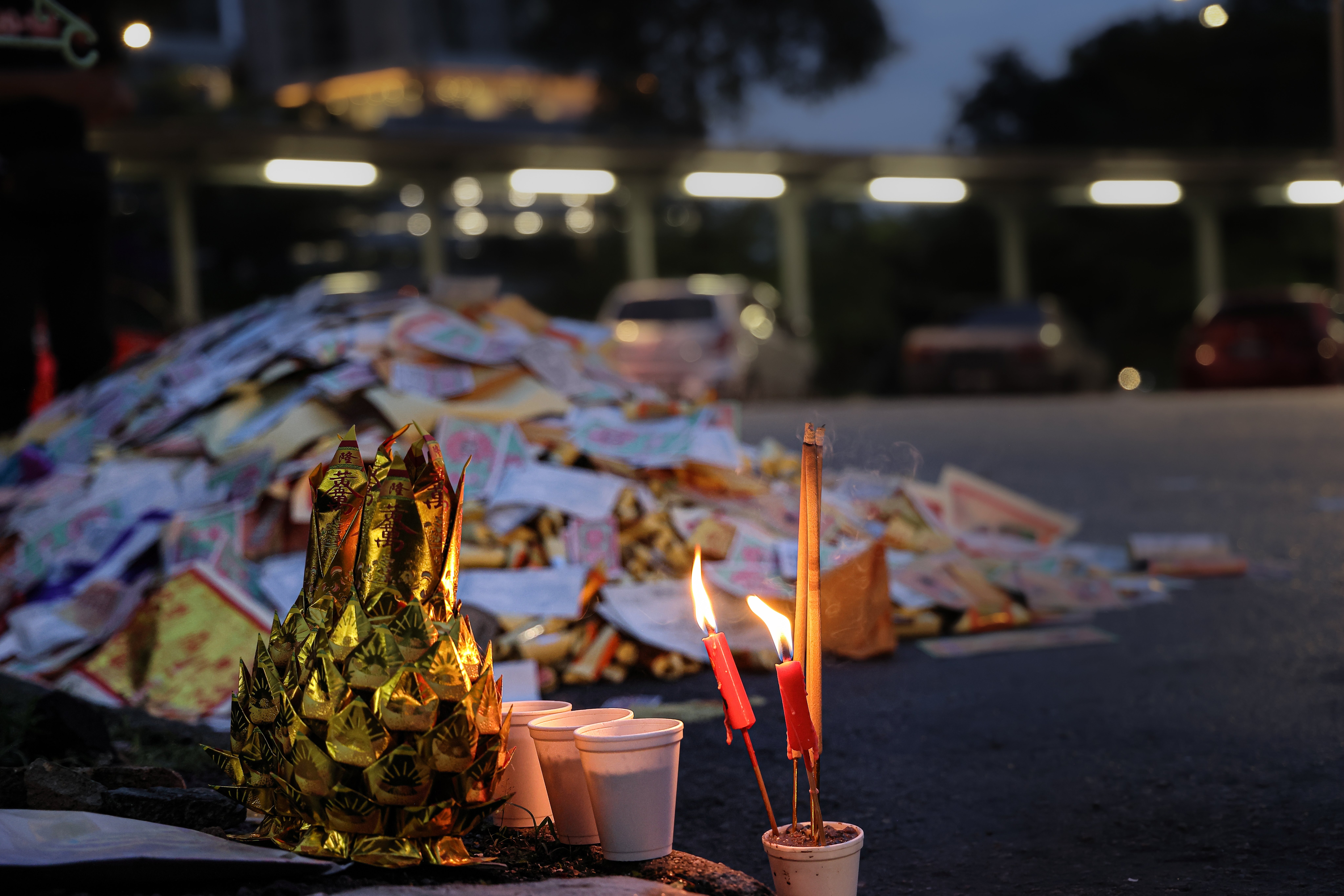 Joss paper burning Hong Kong Street