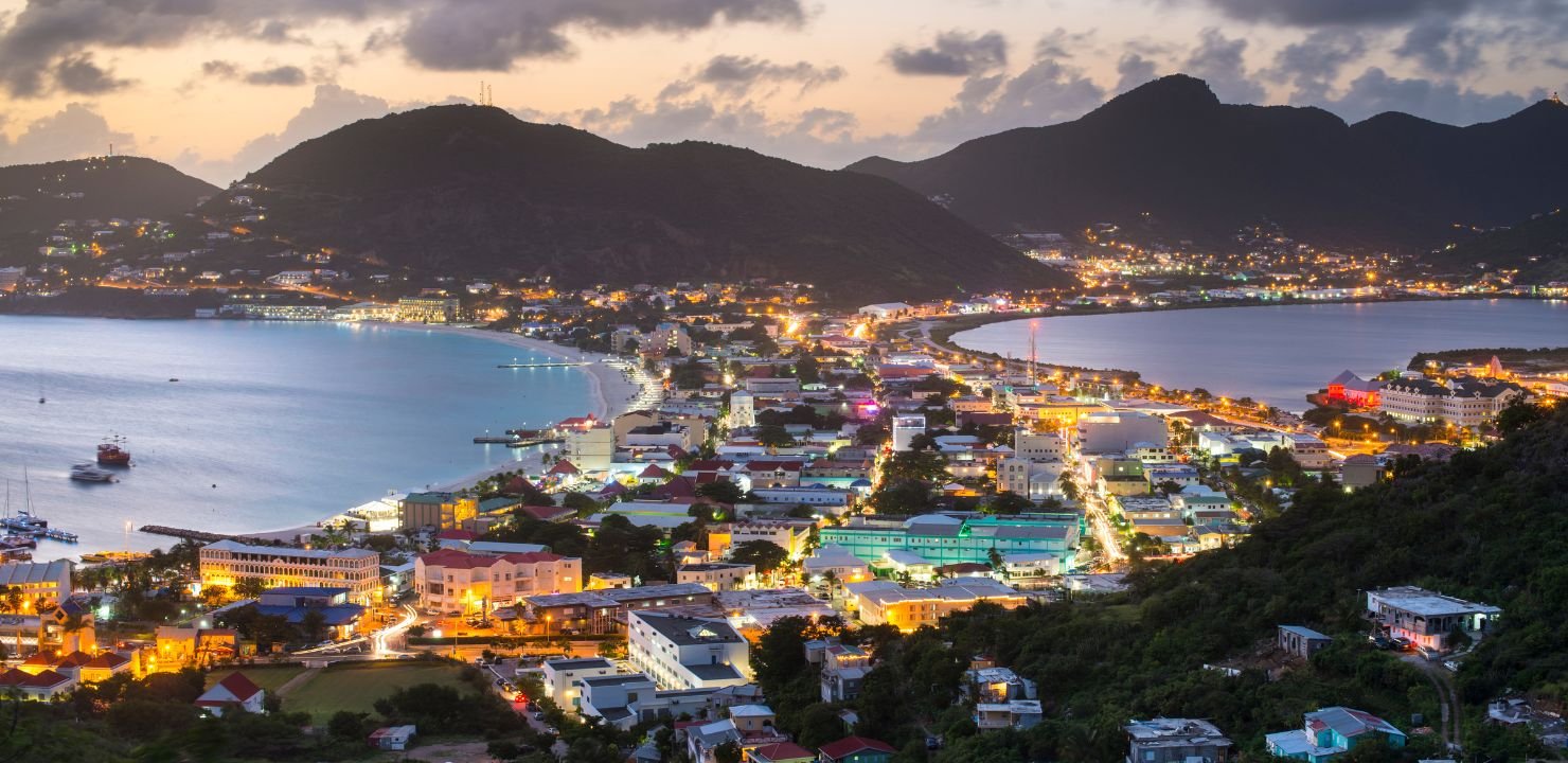 Sint Maarten - widok z lotu z lotu ptaka na wyspę Sint Maarten